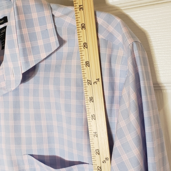 Pronto Uomo Men's Blue Plaid Slim Fit Non Iron Dress Shirt Size 16 36/37 Tall - Picture 7 of 12